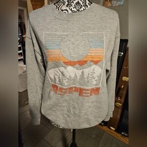 Zoe + Liv Gray Aspen Graphic Sweater